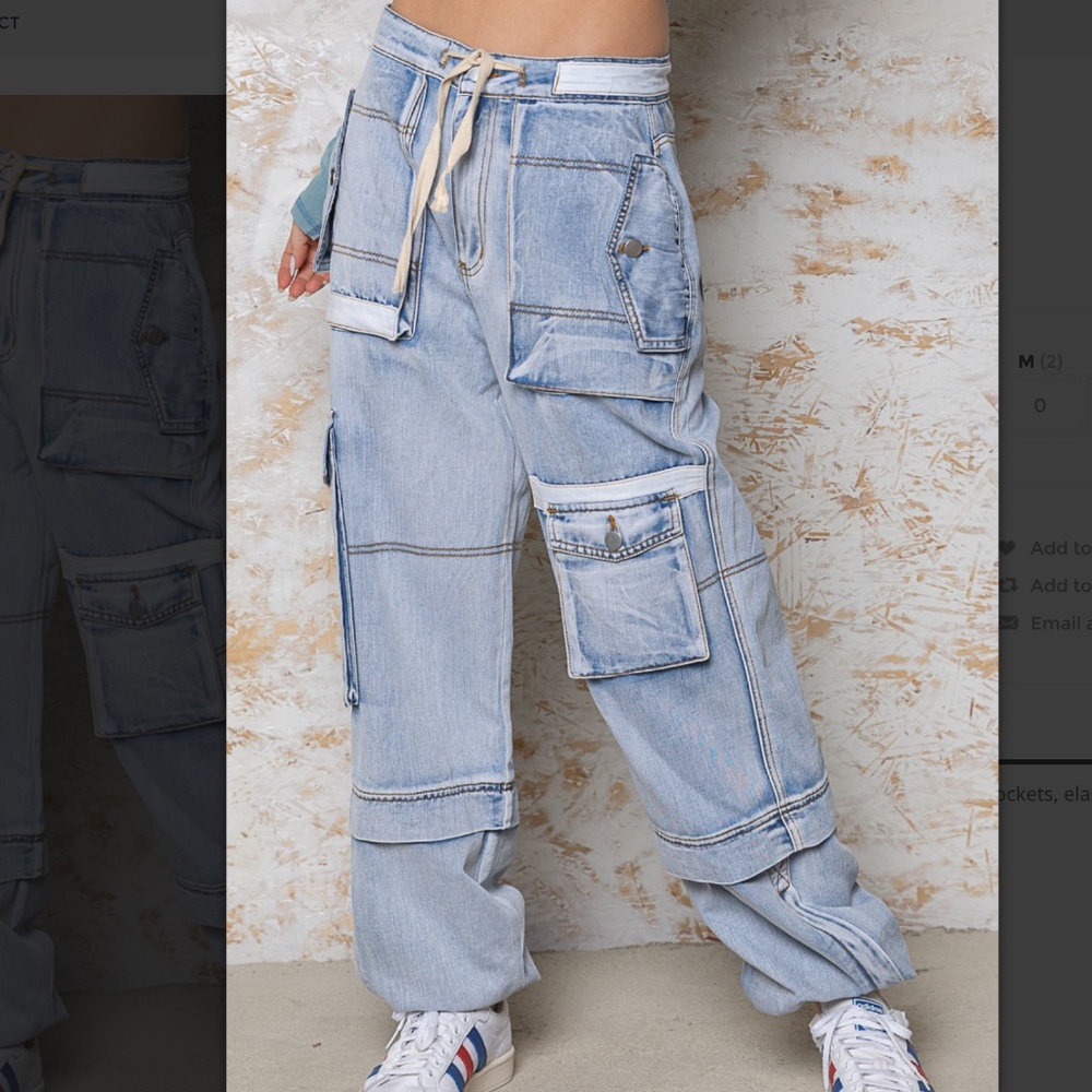 POL Light Wash Cargo Utility Jean Jogger Pants Y2K SR20 - Picture 6 of 10